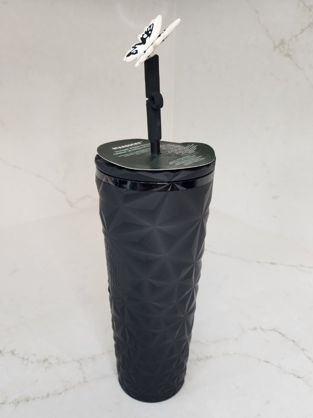 Starbucks Black Matte Prizm Venti Tumbler + Glow Butterfly Topper 2025 - Picture 6 of 13